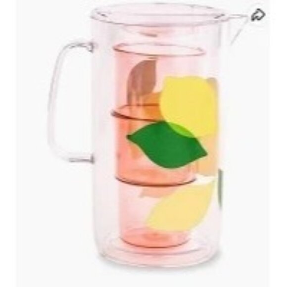 Kate Spade New York Other - Kate Spade Pitcher and Set of 2 Cups OS Pink Lemon Print Citrus Drinkware Set